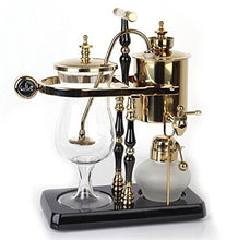 Load image into Gallery viewer, Diguo Belgian / Belgium Family Balance Siphon / Syphon Coffee Maker, Elegant Double Ridged Fulcrum with Tee Handle (Egyptian Black &amp; Gold)
