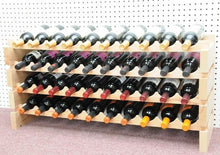 Load image into Gallery viewer, Modular Wine Rack Beechwood 40-120 Bottle Capacity 10 Bottles Across up to 12 Rows Newest Improved Model (40 Bottles - 4 Rows)
