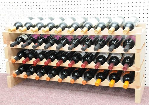 Modular Wine Rack Beechwood 40-120 Bottle Capacity 10 Bottles Across up to 12 Rows Newest Improved Model (40 Bottles - 4 Rows)