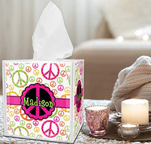Load image into Gallery viewer, RNK Shops Peace Sign Tissue Box Cover (Personalized)
