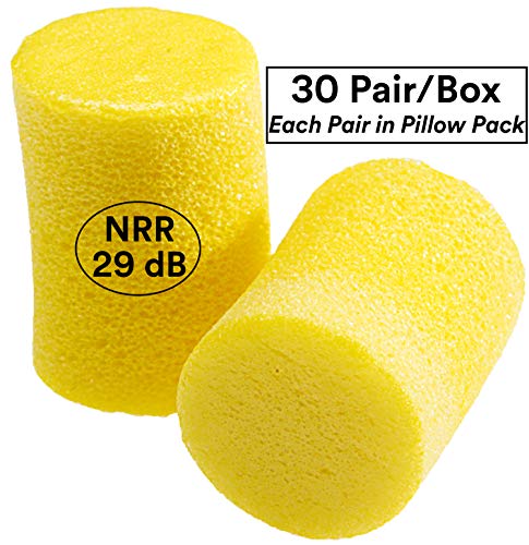 3M Ear Plugs, E-A-R Classic 310-1060, Foam, Uncorded, Disposable, NRR 29, For Drilling, Grinding, Machining, Sawing, Sanding, Welding, 1 Pair/Pillow Pack, 30 Pairs/Box
