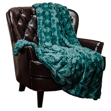 Load image into Gallery viewer, Chanasya Fuzzy Faux Fur Throw Blanket - Soft Wave Embossed Pattern - for Bed Couch Plush Suitable for Fall Winter and Summer (50x65 Inches) Teal Blanket
