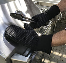 Load image into Gallery viewer, Big Red House Oven Mitts, with The Heat Resistance of Silicone and Flexibility of Cotton, Recycled Cotton Infill, Terrycloth Lining, 480 F Heat Resistant Pair Black
