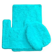 Load image into Gallery viewer, 3 Piece Luxury Acrylic Bath Rugs Set Large 18&quot;x&quot;30 Contour Mat 18&quot;x18&quot; and Lid. (Turquoise)
