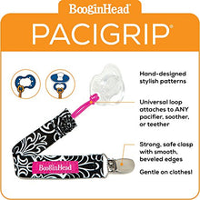 Load image into Gallery viewer, BooginHead Baby Newborn PaciGrip Pacifier Clip, Black Flourish Black/Pink

