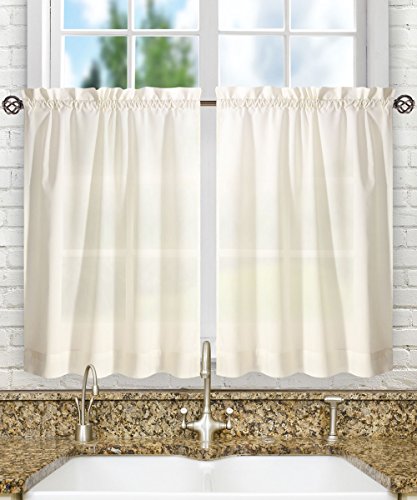 Ellis Curtain Stacey 56-by-30 Inch Tailored Tier Pair Curtains, Ice Cream, 56x30