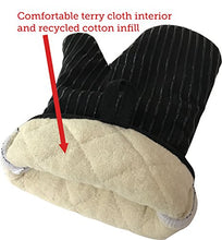Load image into Gallery viewer, Big Red House Oven Mitts, with The Heat Resistance of Silicone and Flexibility of Cotton, Recycled Cotton Infill, Terrycloth Lining, 480 F Heat Resistant Pair Black
