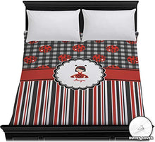 Load image into Gallery viewer, RNK Shops Ladybugs &amp; Stripes Duvet Cover - Full/Queen (Personalized)
