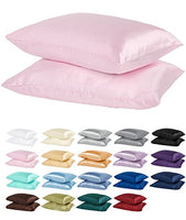 DreamHome Silky Soft Satin Pillowcase Pair (King, Pink)