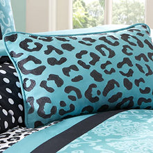 Load image into Gallery viewer, Mi Zone Kids Comforter Set Fun Bedroom Dcor - Modern All Season Polka Dot Print, Vibrant Color Cozy Bedding Layer, Matching Sham, Decorative Pillow, Full/Queen, Leopard Teal 4 Piece
