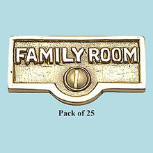 Load image into Gallery viewer, 25 Switch Plate Tags FAMILY ROOM Name Signs Labels Brass | Renovator&#39;s Supply

