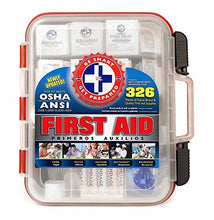 Load image into Gallery viewer, First Aid Kit Hard Red Case 326 Pieces Exceeds OSHA and ANSI Guidelines 100 People - Office, Home, Car, School, Emergency, Survival, Camping, Hunting, and Sports
