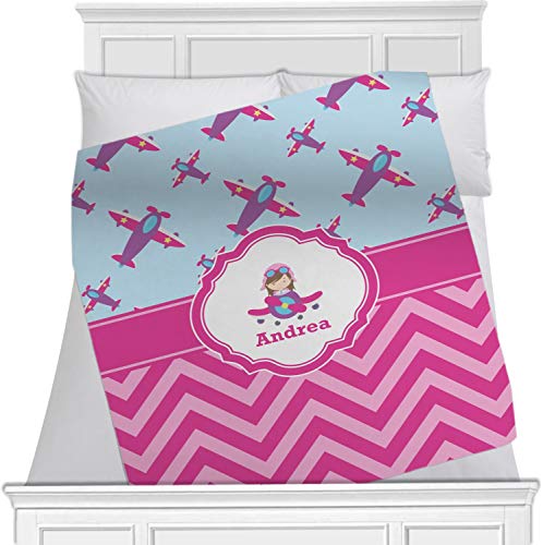 RNK Shops Airplane Theme - for Girls Minky Blanket - Twin/Full - 80