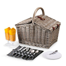 Load image into Gallery viewer, PICNIC TIME Piccadilly Picnic Basket - Romantic Picnic Basket for 2 with Picnic Set, (Anthology Collection - Gray with Gold Accents)
