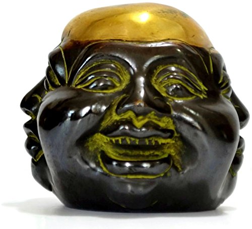 AapnoCraft Beautiful 4 Face Laughing Buddha Sculpture Brass Chinese Statue/Figurine Home & Office Decor Fengshui Gift (4 Inch (4 Faces))