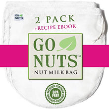 Load image into Gallery viewer, 2-PACK Best Nut Milk Bag - Restaurant Commercial Grade by GoNuts - Cheesecloth Strainer Filter For the Best Almond Milk, Cold Brew Coffee, Tea, Juicing, Yogurt, Tofu - BPA-Free Nylon 12&quot;x10&quot; Fine Mesh
