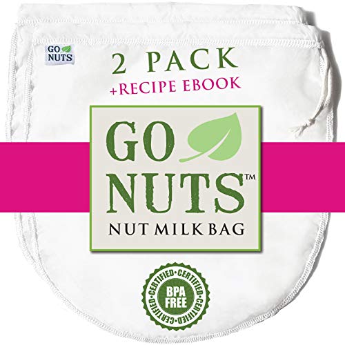 2-PACK Best Nut Milk Bag - Restaurant Commercial Grade by GoNuts - Cheesecloth Strainer Filter For the Best Almond Milk, Cold Brew Coffee, Tea, Juicing, Yogurt, Tofu - BPA-Free Nylon 12