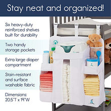 Load image into Gallery viewer, hiccapop Hanging Diaper Organizer for Changing Table and Crib, Diaper Stacker and Crib Organizer | Hanging Diaper Caddy Organizer for Baby Essentials | Nursery Organizer for Cribs
