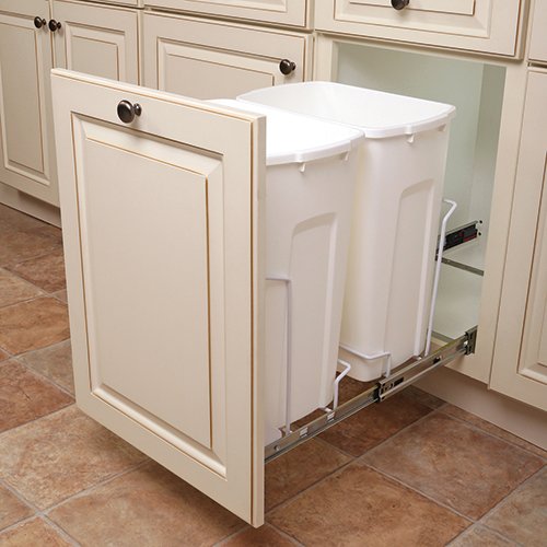 Soft Close, Bottom Mount Waste Bins with Handle, Similar To # Febsc15 2 35Wh 35 Qt (2) White 14-3/8