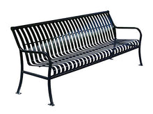 Load image into Gallery viewer, Paris Premier Commercial Grade Park Bench with Back - 6 Ft. Length - Black Color, for Outdoor Use in Parks, Municipalities and Public Spaces
