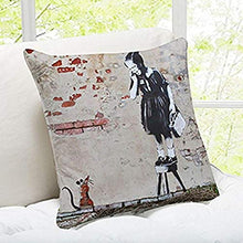Load image into Gallery viewer, iLeesh Banky Art Throw Pillow, Girl and Mouse New Orleans
