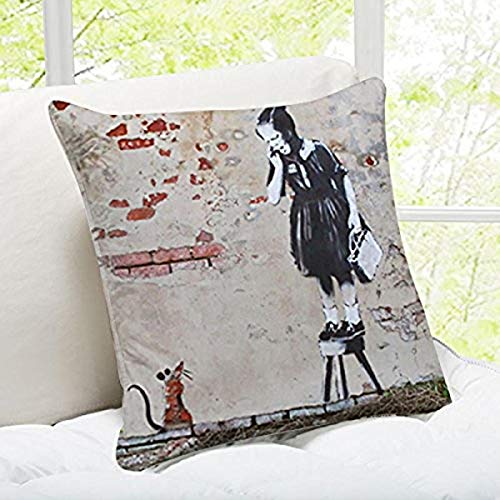 iLeesh Banky Art Throw Pillow, Girl and Mouse New Orleans