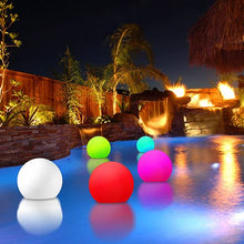 Load image into Gallery viewer, Ovoid: 15 Inch Color Changing LED Light Globe; Wireless, Waterproof and Rechargeable Floating Light for Outdoor Pool, Patio or Pond

