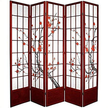 Load image into Gallery viewer, Oriental Furniture 7 ft. Tall Cherry Blossom Shoji Screen - Rosewood - 5 Panels
