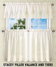 Load image into Gallery viewer, Ellis Curtain Stacey 56-by-30 Inch Tailored Tier Pair Curtains, Ice Cream, 56x30
