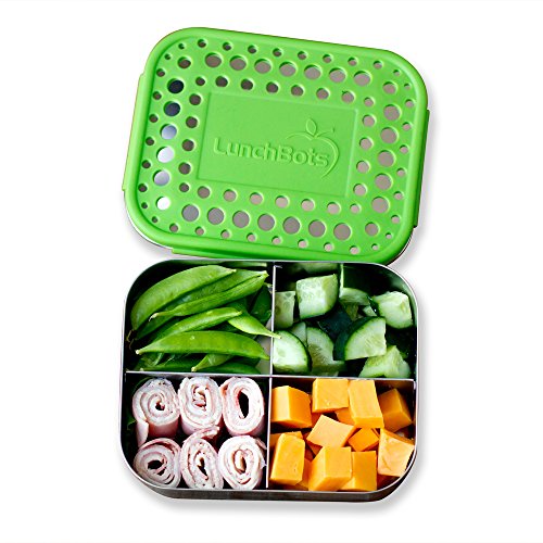 LunchBots Medium Quad Snack Container - Divided Stainless Steel