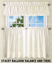Load image into Gallery viewer, Ellis Curtain Stacey 56-by-30 Inch Tailored Tier Pair Curtains, Ice Cream, 56x30
