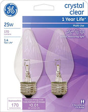Load image into Gallery viewer, GE Lighting 75337 25 Watt Clear Flame Decorative Light Bulbs 2 Pack
