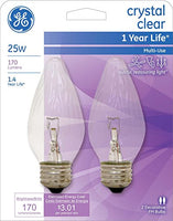 GE Lighting 75337 25 Watt Clear Flame Decorative Light Bulbs 2 Pack