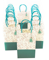 The Gift Wrap Company Minikin Mini Tote Bags, Pack of 12, Aquawesome