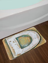 Load image into Gallery viewer, Ambesonne Letter C Bath Mat, Rustic Initials C Capital Letter Name with Old Fashion Grunge Effects, Plush Bathroom Decor Mat with Non Slip Backing, 29.5&quot; X 17.5&quot;, Pale Orange Green White
