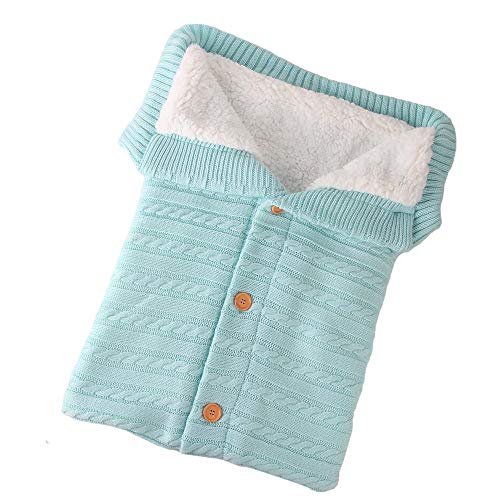 Unisex Infant Swaddle Blankets Soft Thick Fleece Knitted Baby Girls Boys Stroller Glove Wrap Receiving Blanket (Light Green)