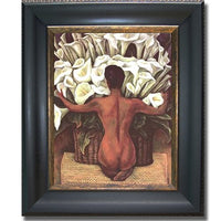 Artistic Home Gallery Nude with Calla Lillies by Diego Rivera Black & Gold Framed Canvas (Ready-to-Hang)