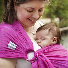 Load image into Gallery viewer, Beachfront Baby - Versatile Water &amp; Warm Weather Ring Sling Baby Carrier | Made in USA with Safety Tested Fabric &amp; Aluminum Rings | Lightweight, Quick Dry &amp; Breathable (Passionberry, One Size)
