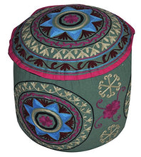 Load image into Gallery viewer, Lalhaveli Decorative Entrance Hand Embroidered Design Ottoman Cover 18 X 18 X 14 Inches
