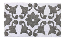 Load image into Gallery viewer, WARISI Royal Collection Designer SPA Cotton Bath Rug, 34&quot; L x 21&quot; W, Grey White
