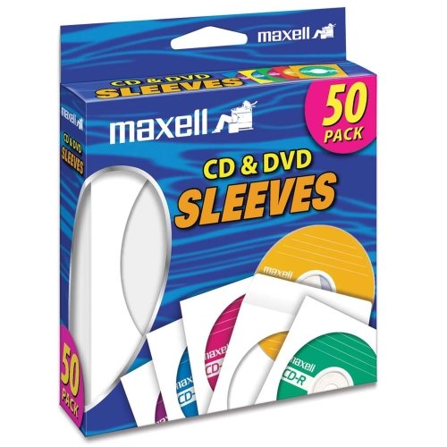 Maxell CD-400 CD/DVD Sleeves (50-Pack) - Sleeve - Slide Insert - Blue