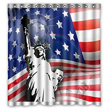 Load image into Gallery viewer, FUNNY KIDS&#39; HOME Fashion Design Waterproof Polyester Fabric Bathroom Shower Curtain Standard Size 66(w) x72(h) with Shower Rings - The Statue of Liberty National Flag
