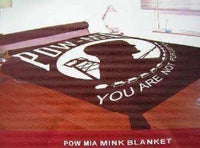 AES Powmia Pow MIA Flag Full/Queen Mink Throw Blanket (78