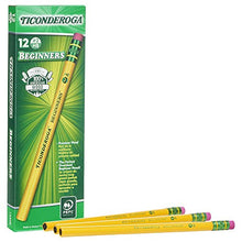 Load image into Gallery viewer, Ticonderoga Beginner Pencils, Wood-Cased #2 HB Soft, With Eraser, Yellow, 12-Pack (13308)
