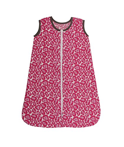 Bacati - Muslin Ikat Animal Prints Sleep Sack (Wearable Blankets) (Medium, Bright Pink/Grey)