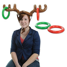 Load image into Gallery viewer, Beistle Inflatable Reindeer Ring Toss, 27&quot; and 7.25&quot;, Brown/Red/Green
