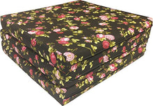 Load image into Gallery viewer, D&amp;D Futon Furniture Red Roses Blk Shikibuton Trifold Foam Beds 3&quot; Thick X 27&quot; Wide X 75&quot; Long, 1.8 lbs Density Foam, Floor Foam Folding Mats.

