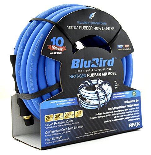 BluBird Lightest, Strongest, Most Flexible Rubber Air Hose (3/8
