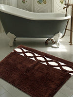 WARISI - Wave Collection - Microfiber Area, Bedroom Bathroom Rug, 34 x 21 inchess (Brown Ivory)