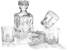 Load image into Gallery viewer, Bormioli Rocco Selecta Collection Whiskey Gift Set - Sophisticated Etched 33.75oz Decanter &amp; 6 9.5oz Glass Tumblers With Starburst Detailing - For Whiskey, Bourbon, Scotch &amp; Liquor
